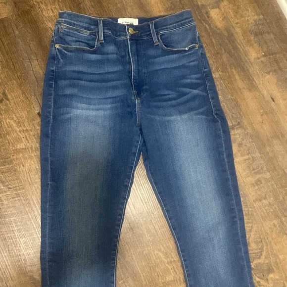 FRAME LE HIGH SKINNY RAW HEM MEDIUM WASH HIGH WAISTED SLIM FIT SKINNY JEANS SZ30 - Picture 4 of 12